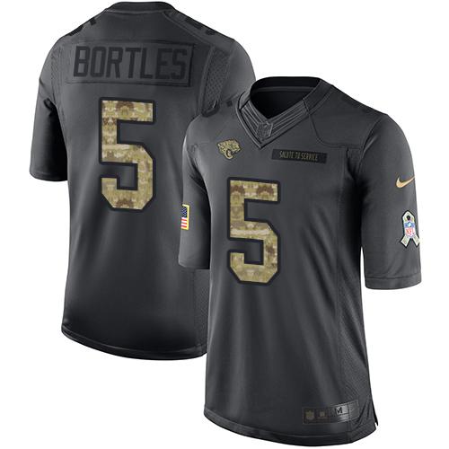 Nike Jaguars #5 Blake Bortles Black Men's Stitched NFL Limited 2016 Salute To Service Jersey